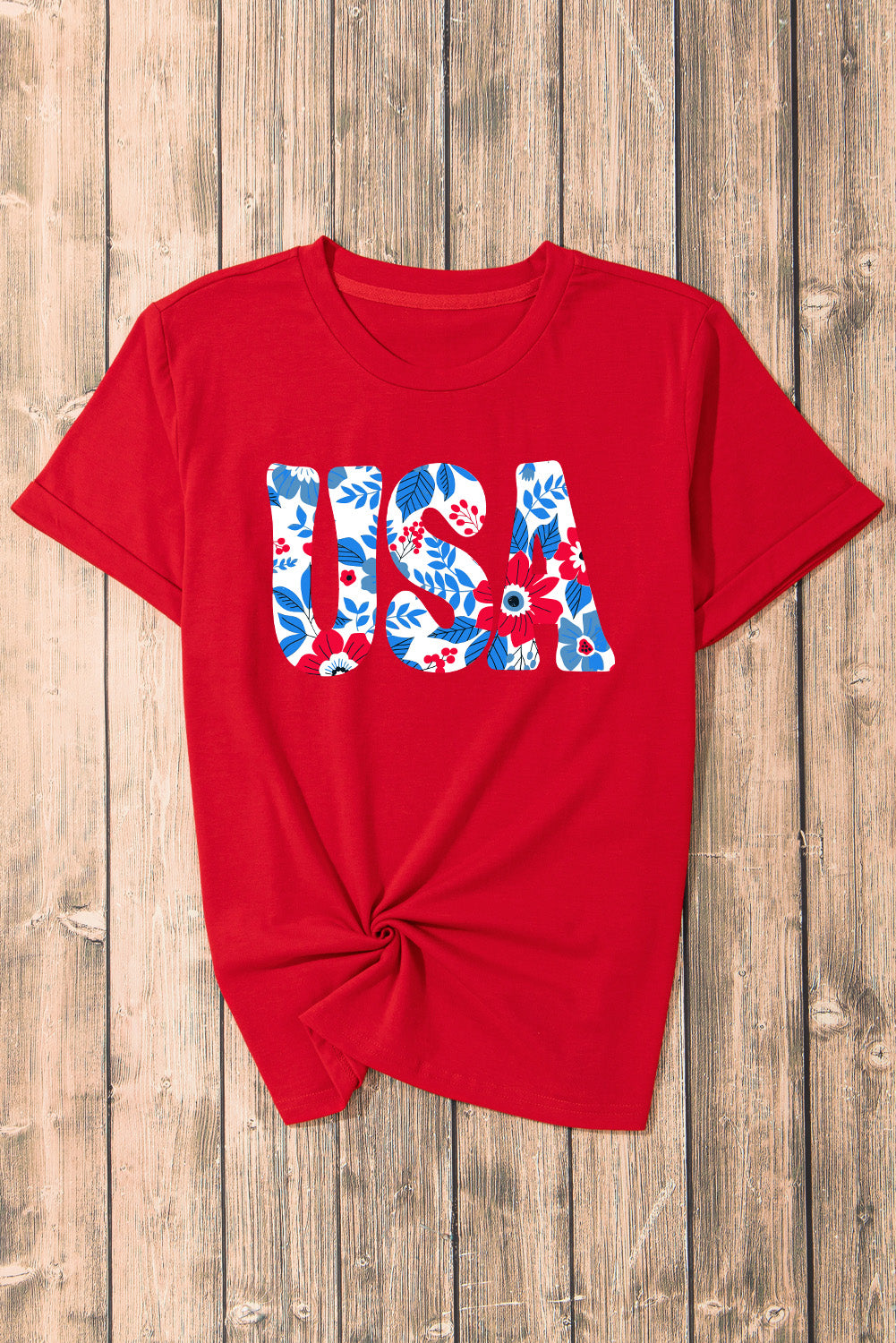 USA Round Neck Short Sleeve T-Shirt-Jewearrings