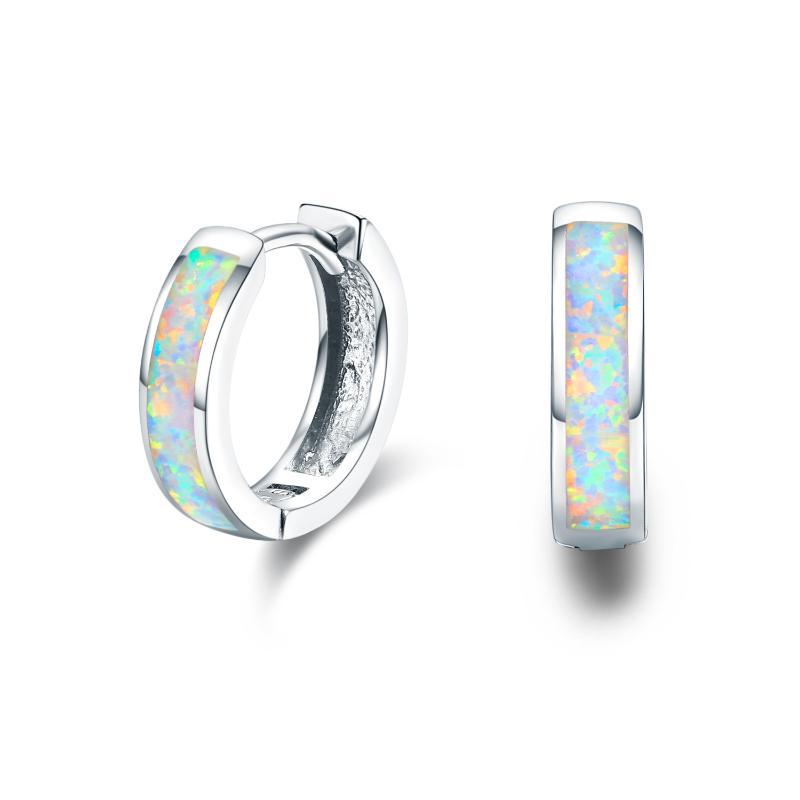 Hinged Hug Opal Earrings in 925 Sterling Silver Hoops Earrings for Women-Jewearrings