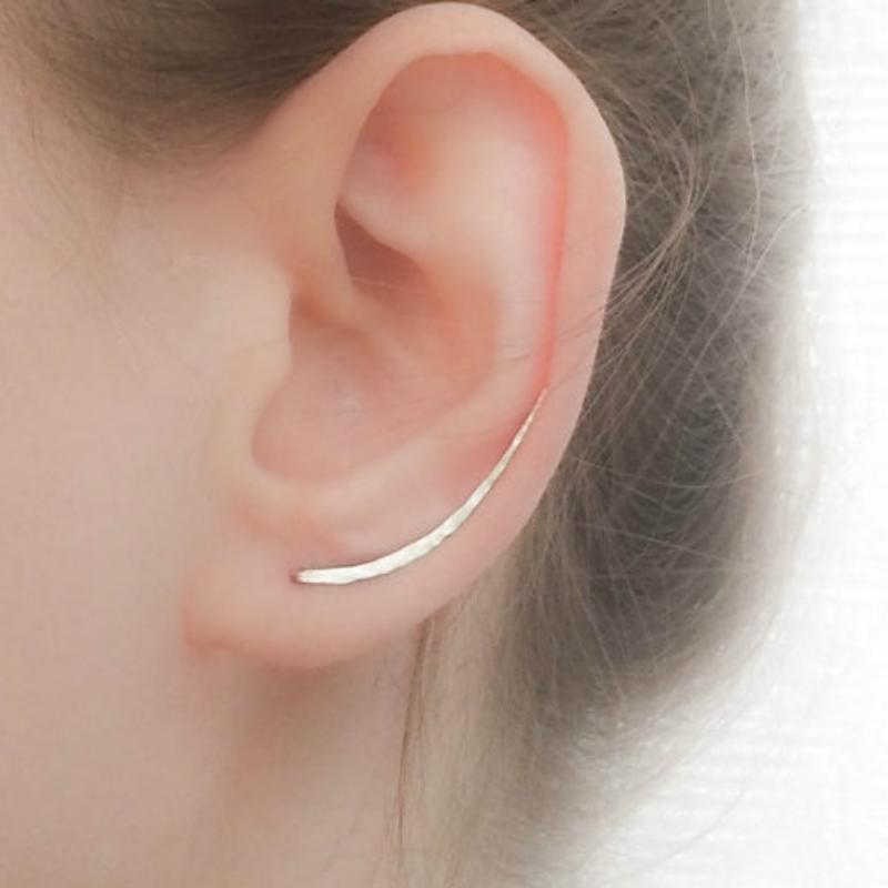 925 Sterling Silver Handmade Minimalist Ear Climber Earrings-Jewearrings