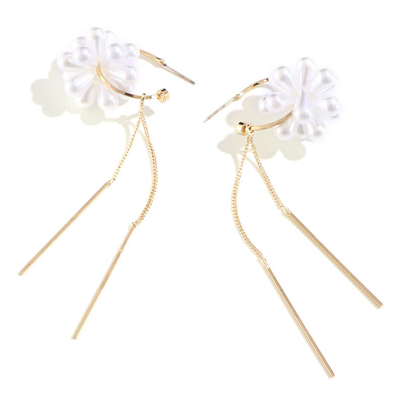 Temperament Light Luxury Forest Pearl Tassel Earrings-Jewearrings