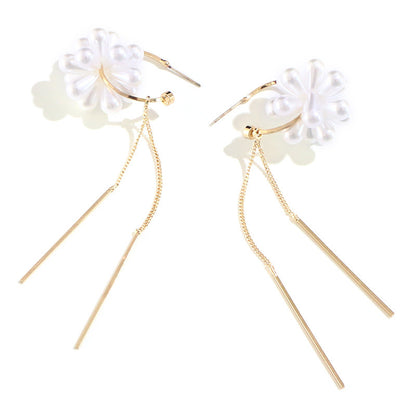 Temperament Light Luxury Forest Pearl Tassel Earrings-Jewearrings