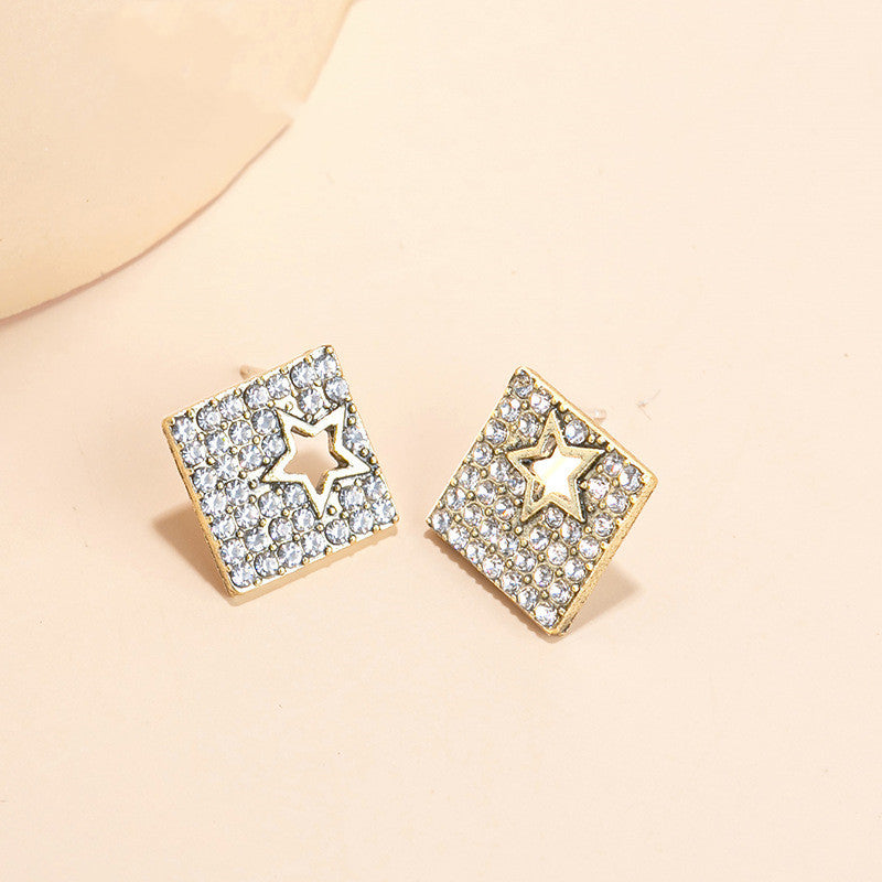 New Jewelry Wholesale Retro Golden Geometric Stud Earrings-Jewearrings