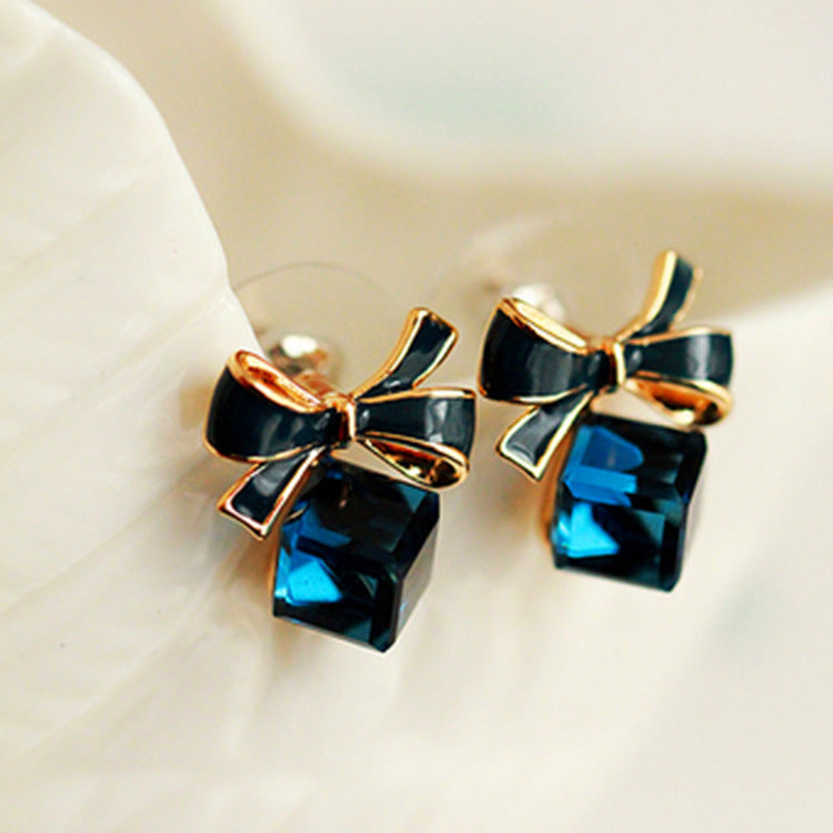 Bow Cube Earrings-Jewearrings