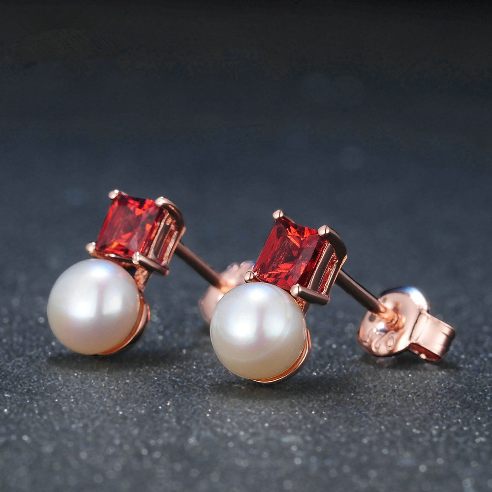 Natural Garnet Pearl Earrings-Jewearrings