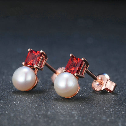 Natural Garnet Pearl Earrings-Jewearrings