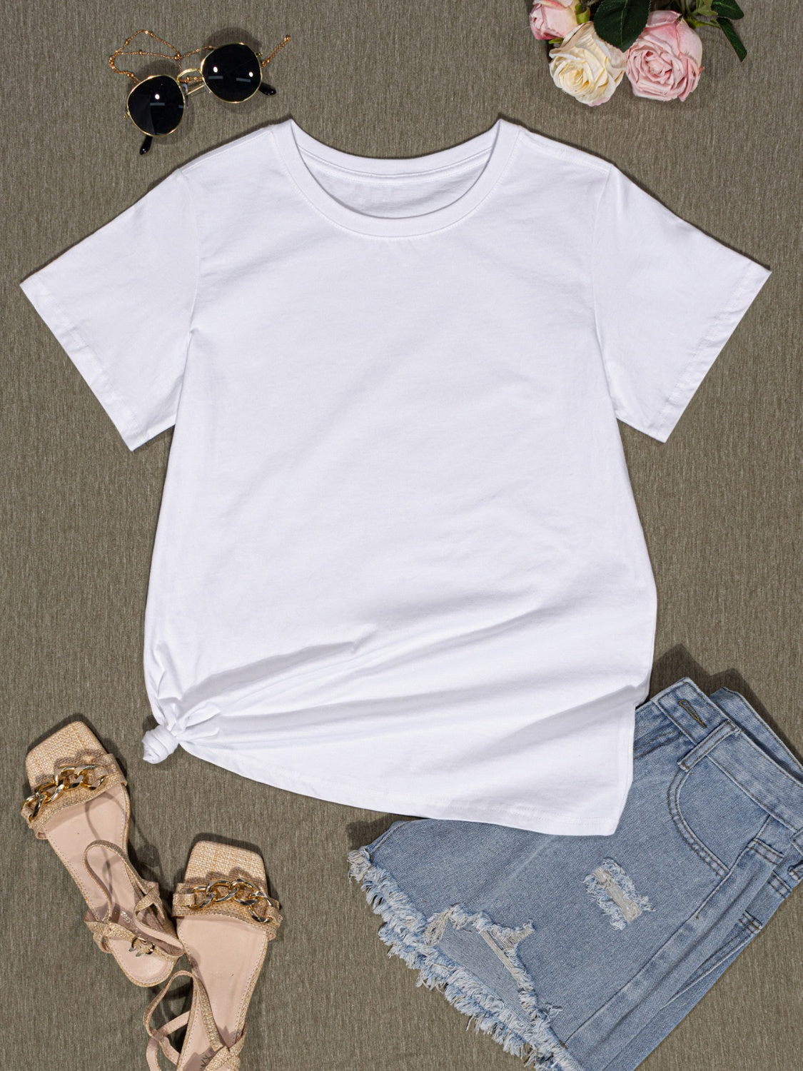 Round Neck Short Sleeve T-Shirt-Jewearrings