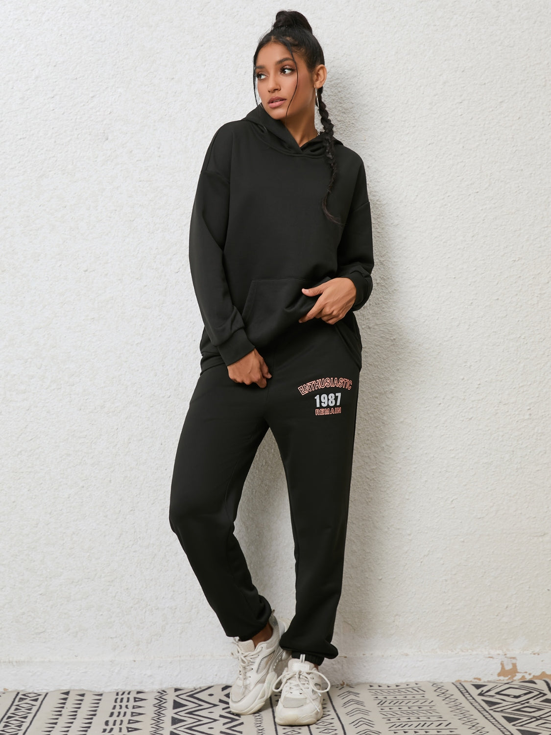 Graphic Hoodie and Sweatpants Set-Jewearrings