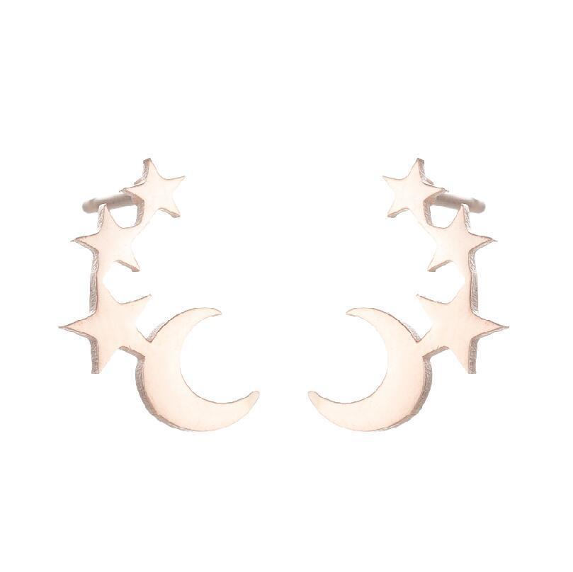 Love Ear Studs Electroplating Star Music Note Simple Geometric Stainless Steel Stud Earrings-Jewearrings