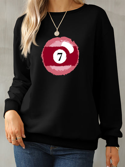 Billiard Graphic Round Neck Sweatshirt-Jewearrings