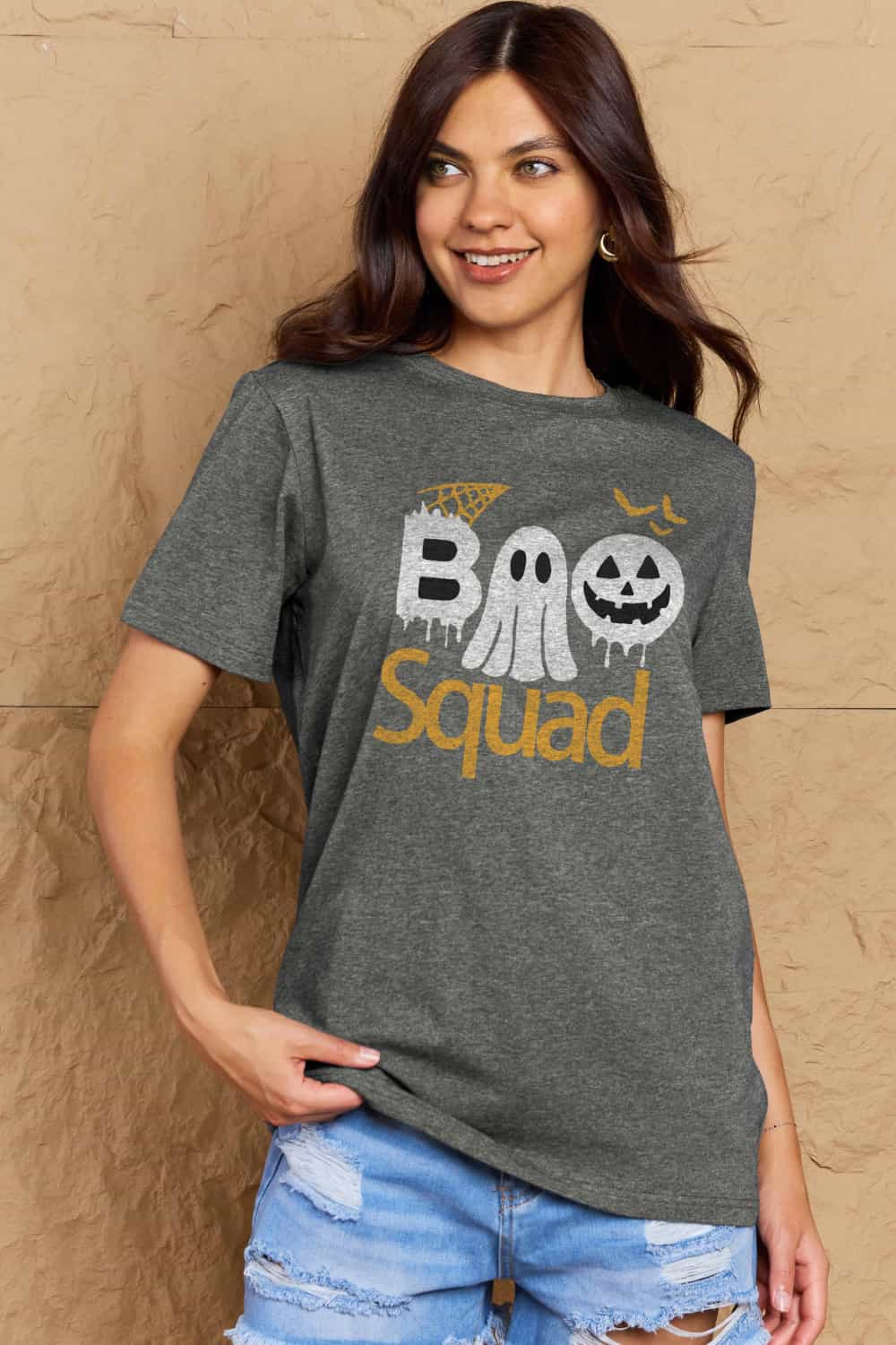 Simply Love Full Size BOO SQUAD Graphic Cotton T-Shirt-Jewearrings