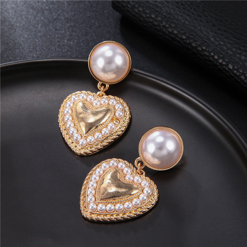 Large and small pearl alloy earrings earrings-Jewearrings