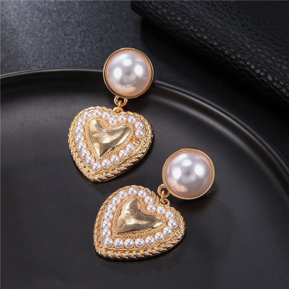 Large and small pearl alloy earrings earrings-Jewearrings