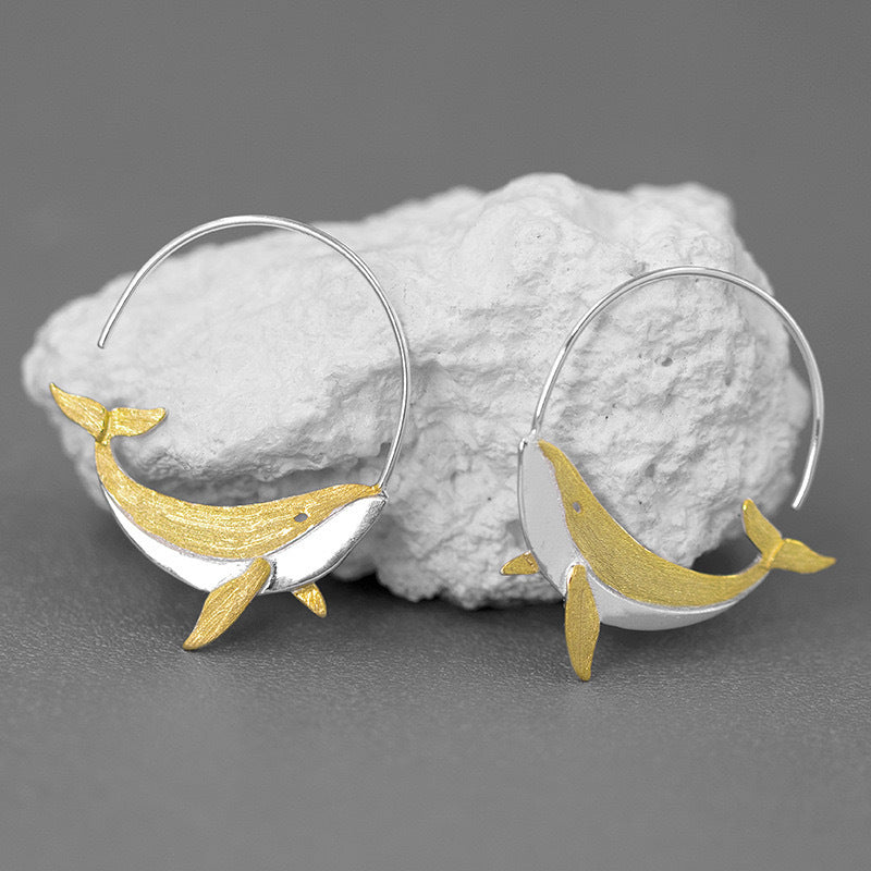 Sterling Silver Earrings Whale Unique And Exquisite-Jewearrings