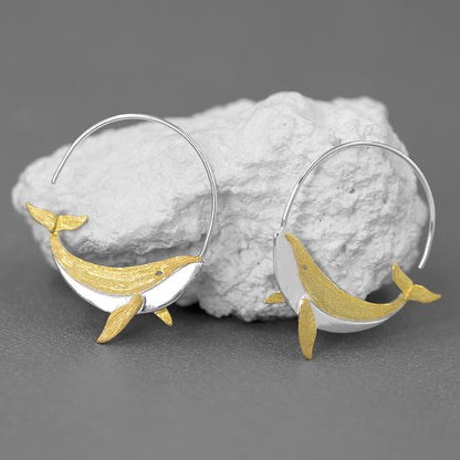 Sterling Silver Earrings Whale Unique And Exquisite-Jewearrings