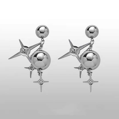 Star Tassel Earrings Cross Heart Metal Ball Pendant-Jewearrings