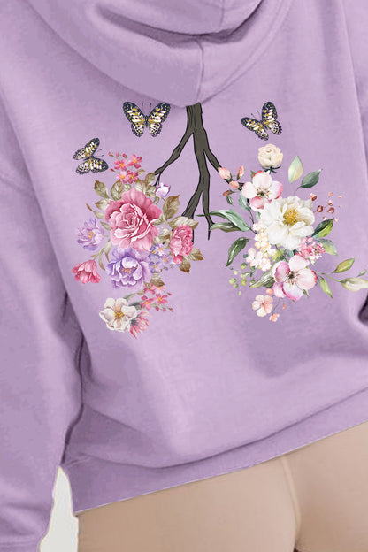 Simply Love Full Size Flower & Butterfly Graphic Hoodie-Jewearrings