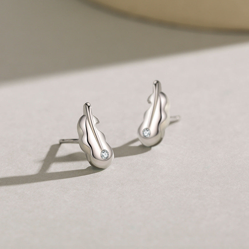 S925 Sterling Silver Simple Versatile Leaf Stud Earrings-Jewearrings