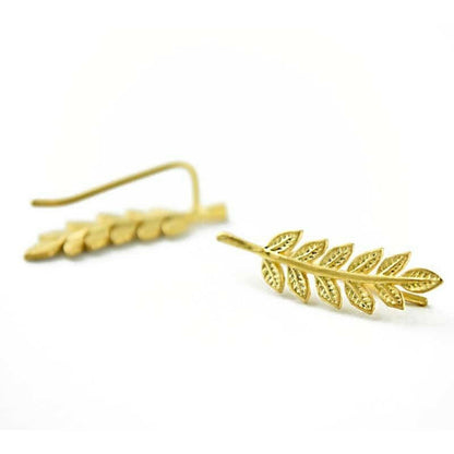 Simple Tree Leaf Alloy U-shaped Ear Clip Earrings-Jewearrings