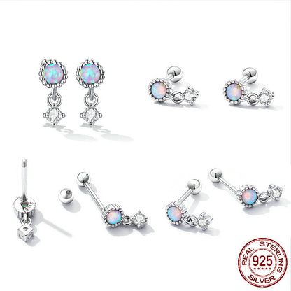 European And American Popular Sterling Silver S925 Simple Opal Earrings-Jewearrings