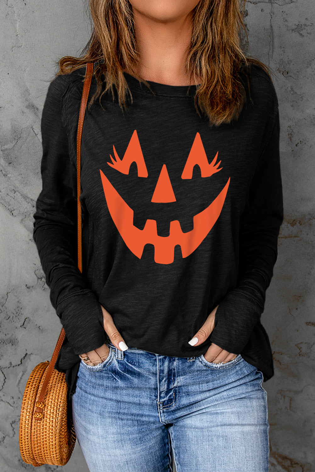 Halloween Pumpkin Face Graphic T-Shirt-Jewearrings