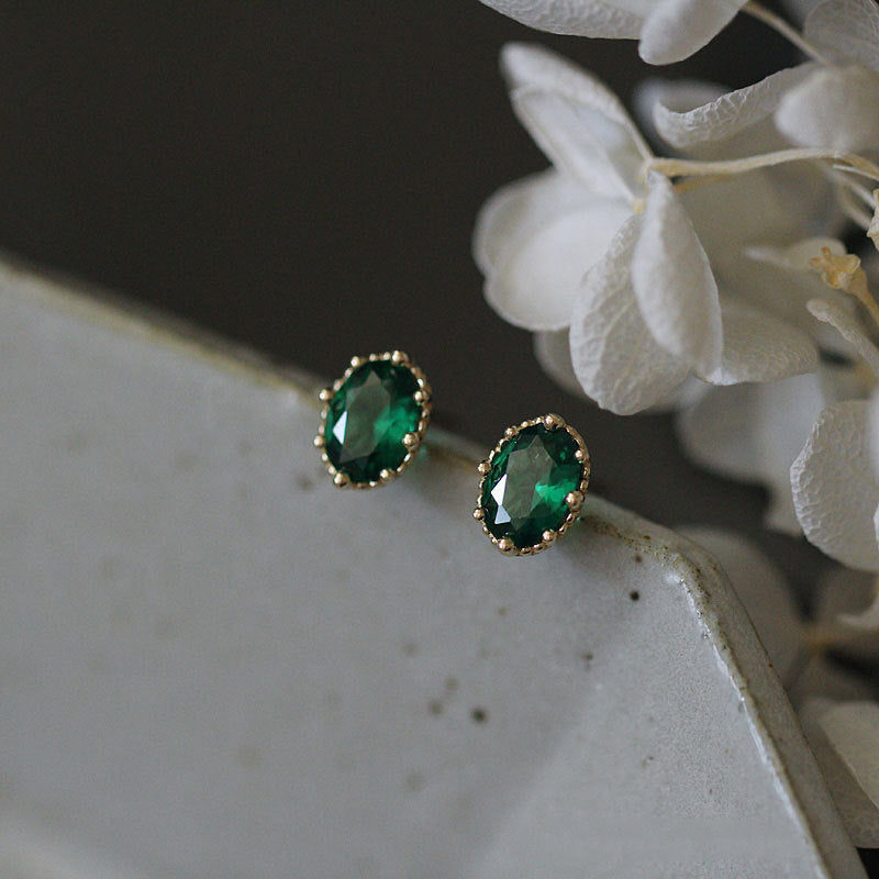 Emerald Zircon Set Earrings-Jewearrings