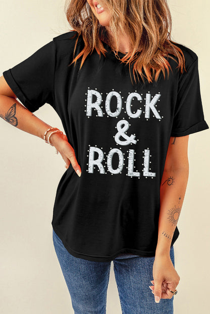 Letter Graphic Round Neck Short Sleeve T-Shirt-Jewearrings