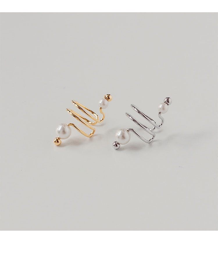 Minimalist Line Pearl Ear Bone Clip Design Pearl Earrings-Jewearrings