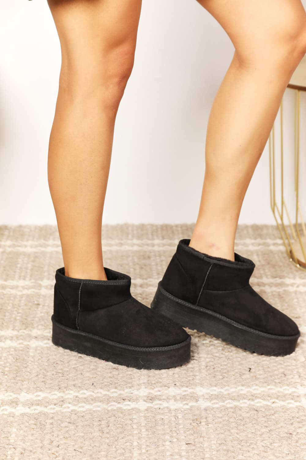 Legend Women's Fleece Lined Chunky Platform Mini Boots-Jewearrings