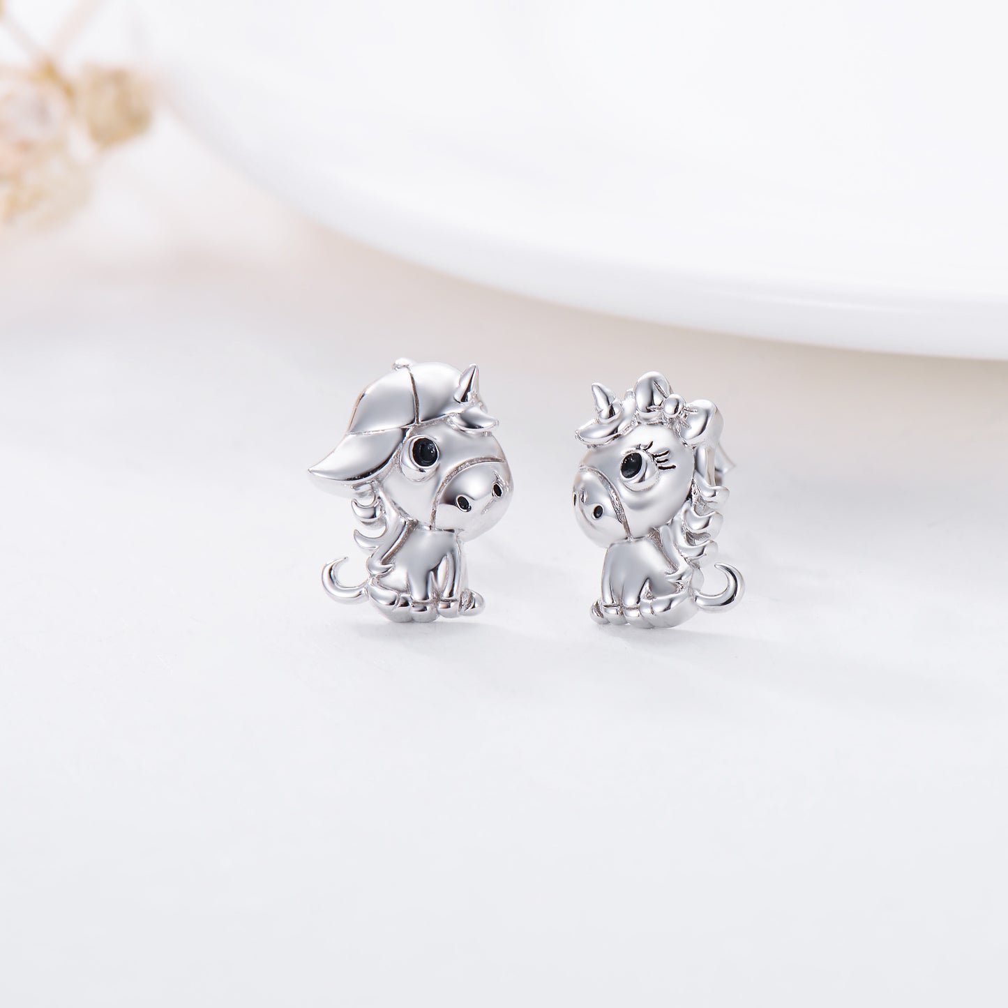 Unicorn Earrings in Sterling Silver Cute Gift for Girls-Jewearrings