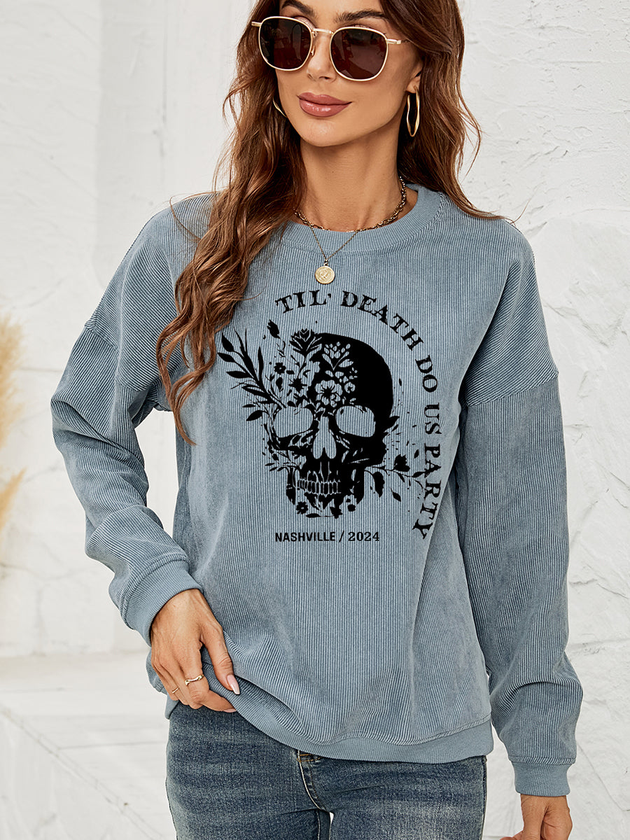 Skull Graphic Dropped Shoulder Sweatshirt-Jewearrings