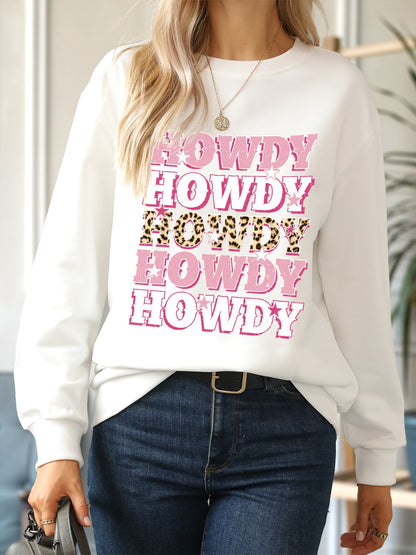 HOWDY Round Neck Dropped Shoulder Sweatshirt-Jewearrings