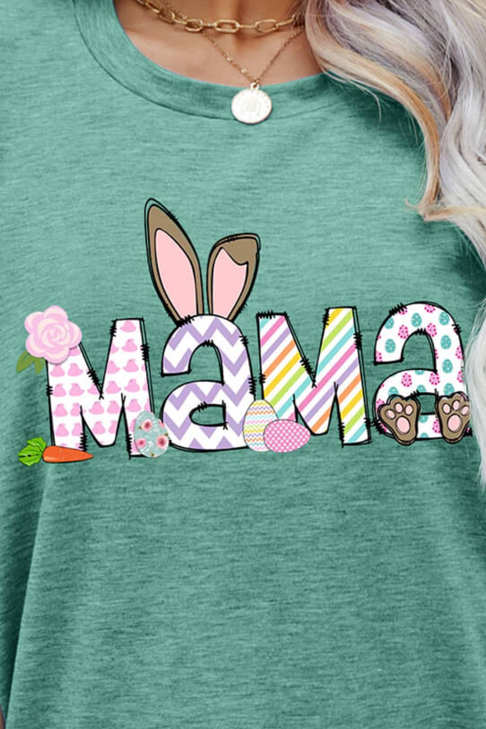 Easter MAMA Graphic Round Neck T-Shirt-Jewearrings