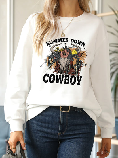 SUMMER DOWN COWBOY Round Neck Sweatshirt-Jewearrings