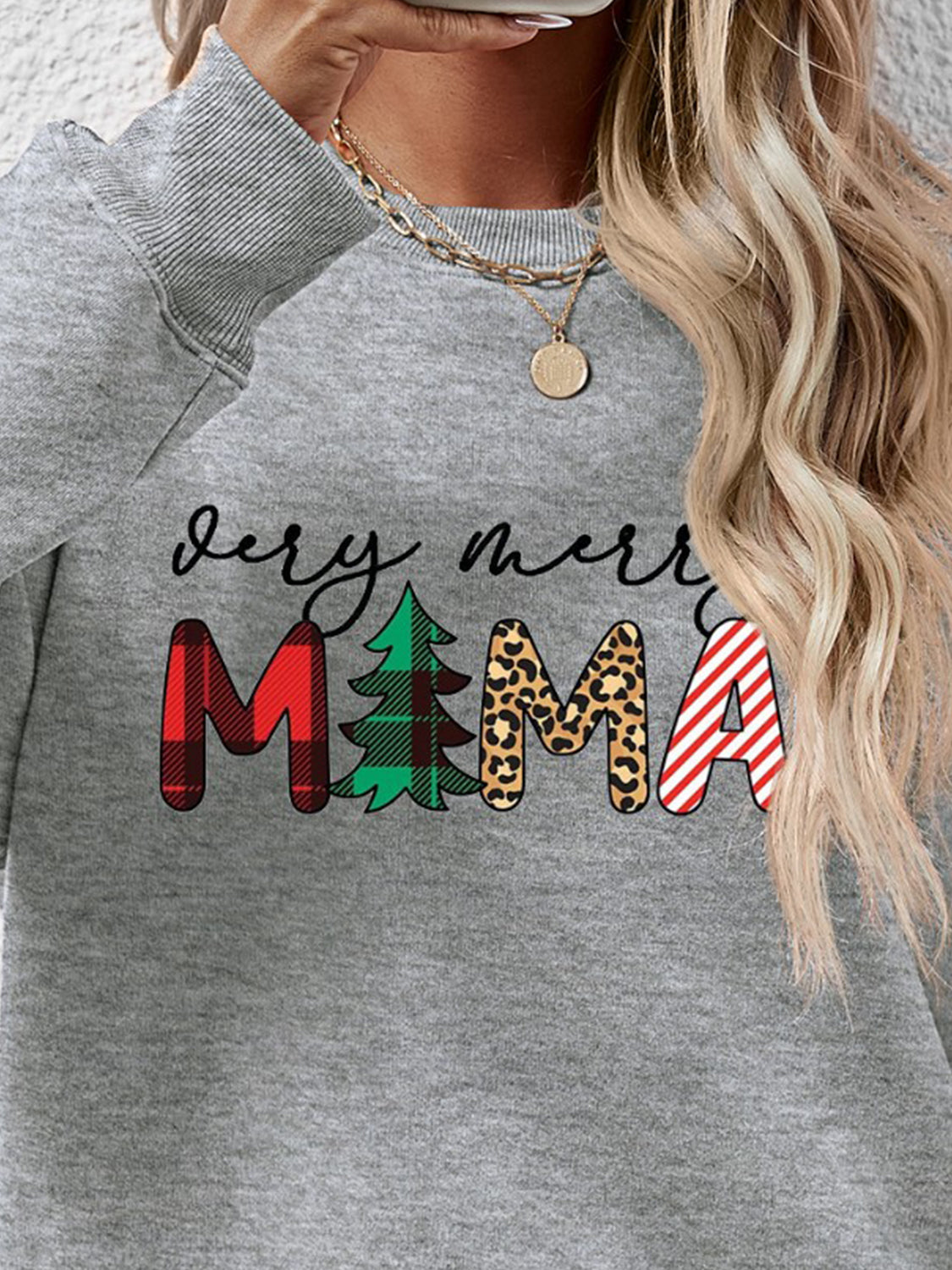 Letter Graphic Round Neck Long Sleeve Sweatshirt-Jewearrings