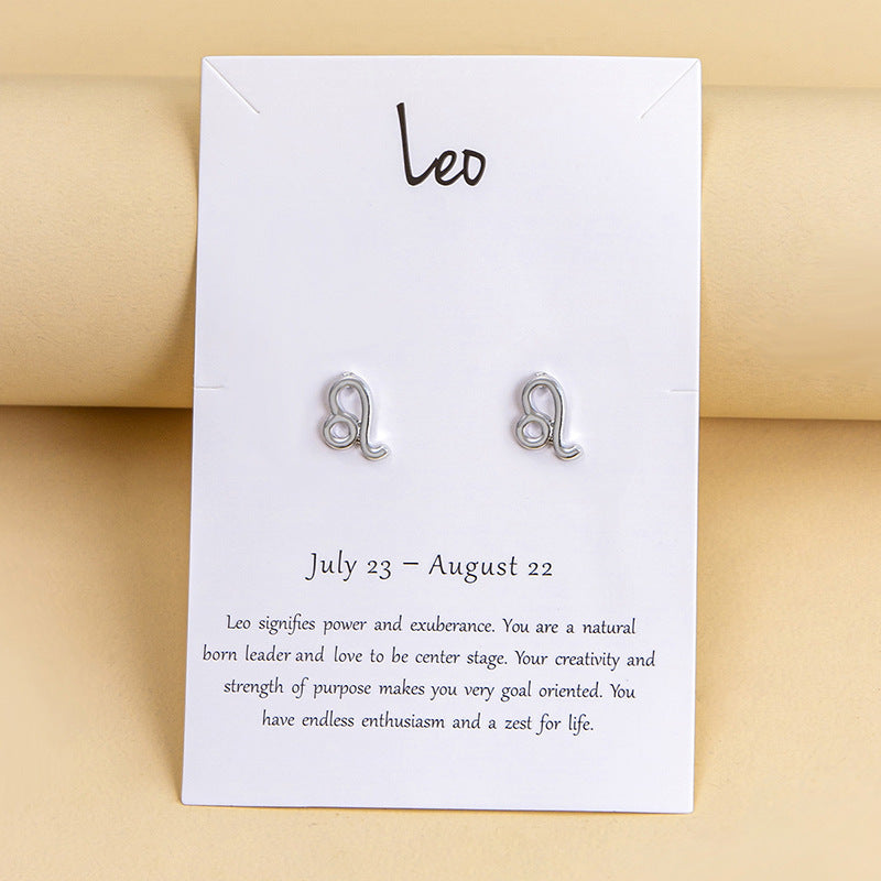 Twelve Constellation Earrings Gold And Silver 12 Zodiac-Jewearrings