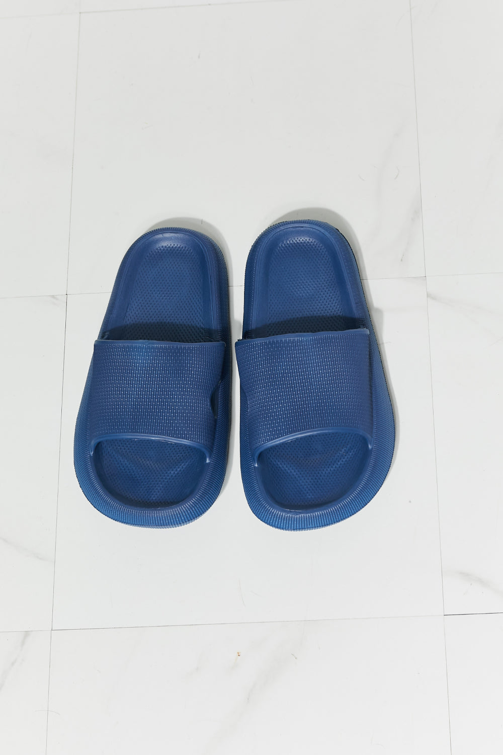 MMShoes Arms Around Me Open Toe Slide in Navy-Jewearrings