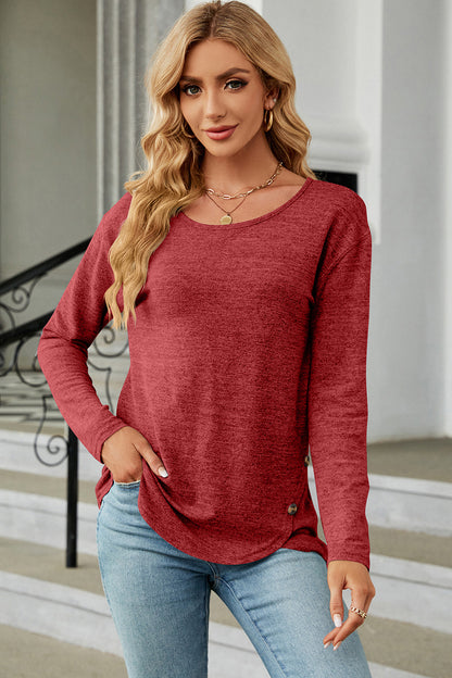 Round Neck Long Sleeve T-Shirt-Jewearrings