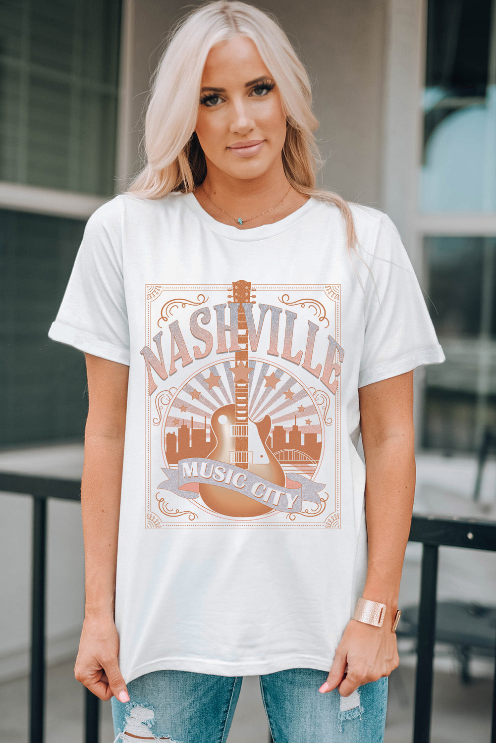 NASHVILLE MUSIC CITY Graphic T-Shirt-Jewearrings