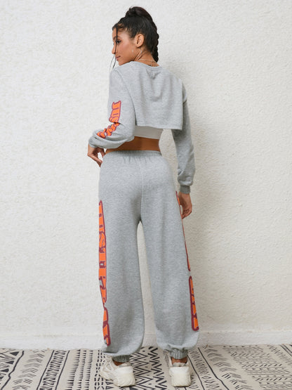 Cropped Sweatshirt and Sweatpants Set-Jewearrings