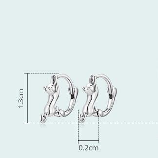 Sterling Silver S925 Cat Simple Cute Earrings-Jewearrings