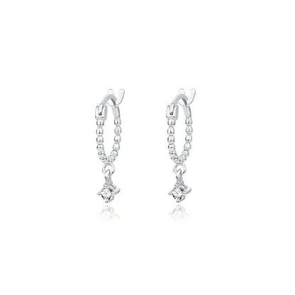 Women's Fashion Sterling Silver Personality Circle Ball Bead Earrings-Jewearrings