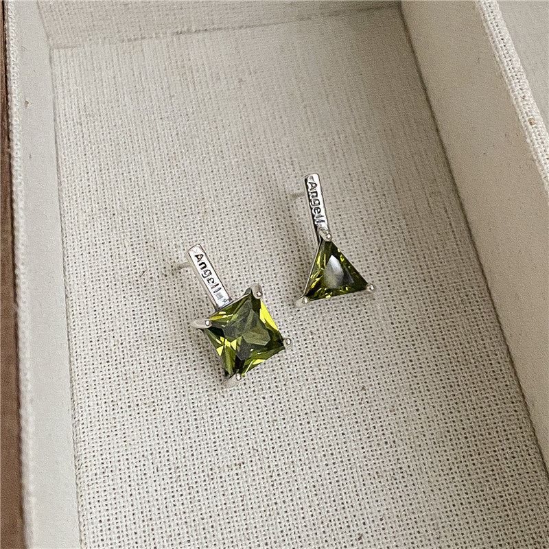 Women's Sterling Silver Vintage Geometric Colorful Zircon Earrings-Jewearrings