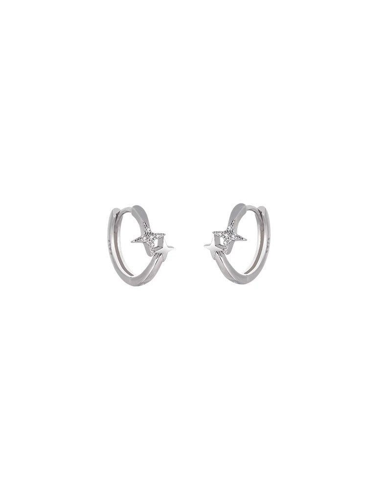 Women's S925 Sterling Silver Twinkling Star Stud Earrings-Jewearrings