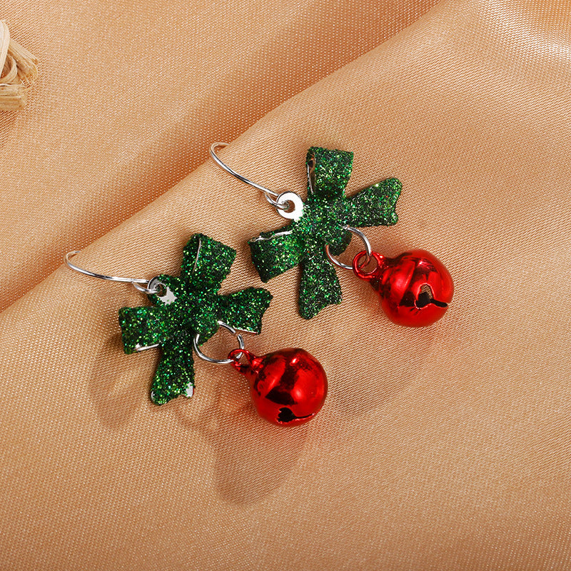 Christmas Bow Bell Earrings-Jewearrings