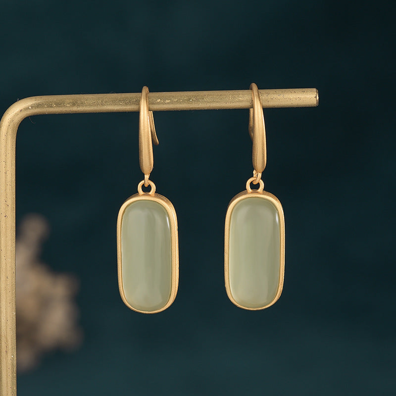 Women's Earrings Antique Gold-plated Imitation Hetian Jade Vintage-Jewearrings