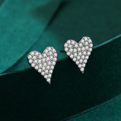 S925 Sterling Silver Full Of Diamonds Romantic Love Earrings-Jewearrings