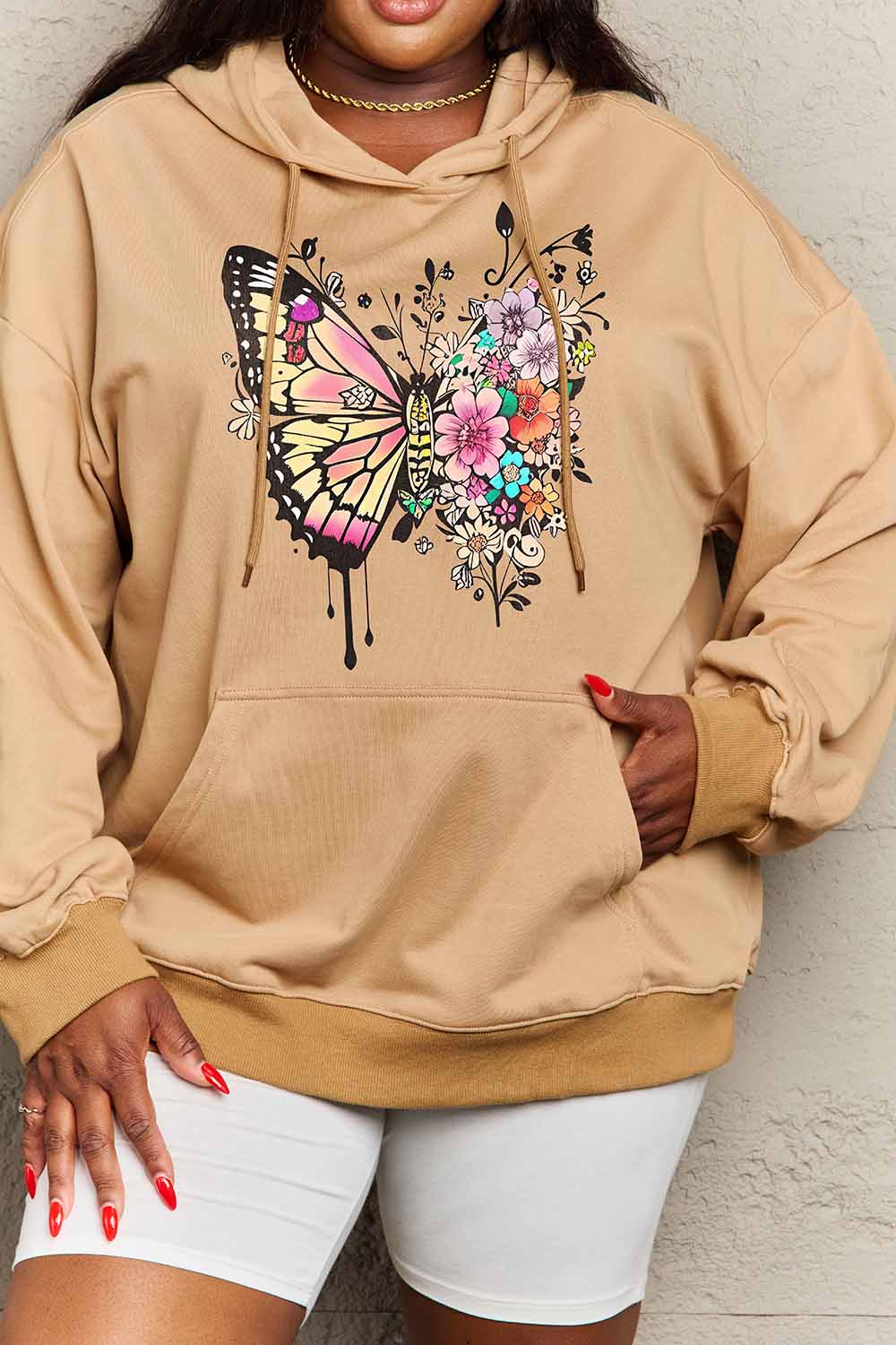 Simply Love Simply Love Full Size Butterfly Graphic Dropped Shoulder Hoodie-Jewearrings