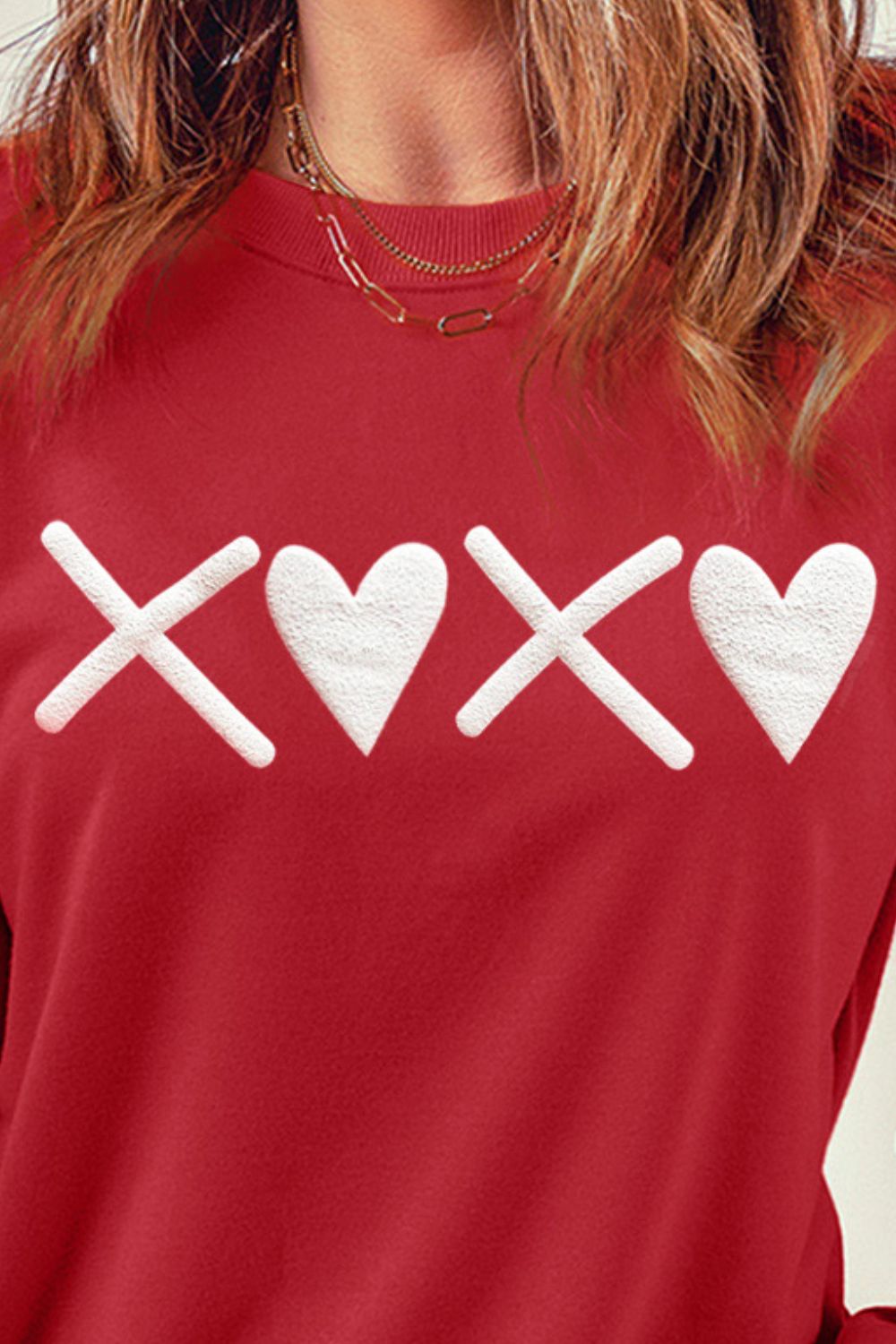 Heart Graphic Round Neck Dropped Shoulder Sweatshirt-Jewearrings