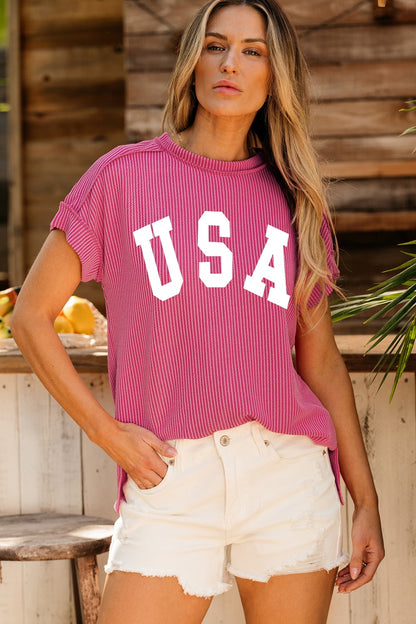 USA Round Neck Short Sleeve T-Shirt-Jewearrings