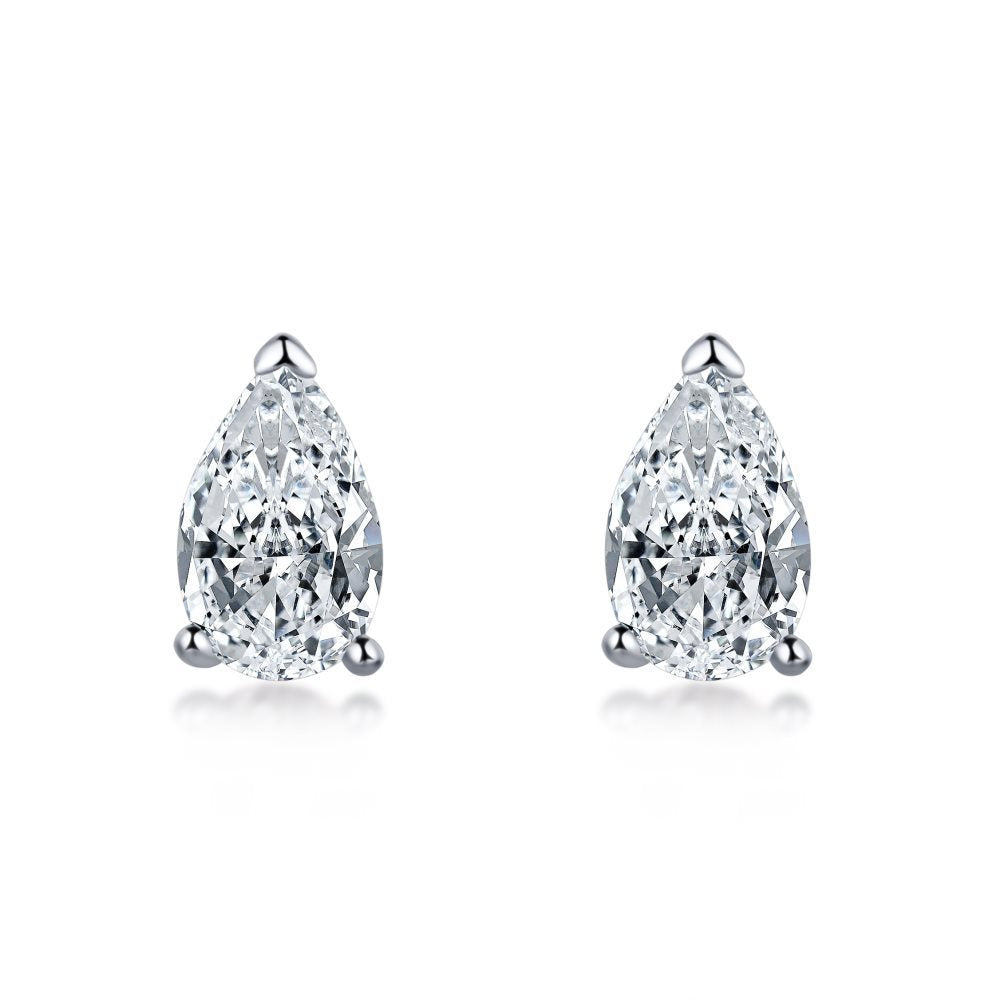 S925 Sterling Silver Zircon Single Rhinestone Ear Studs Female Earrings-Jewearrings